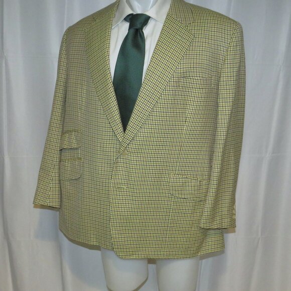 Henry Poole Savile Row Bespoke Cream Checked Two Button Sport Coat 44R - Picture 6 of 13